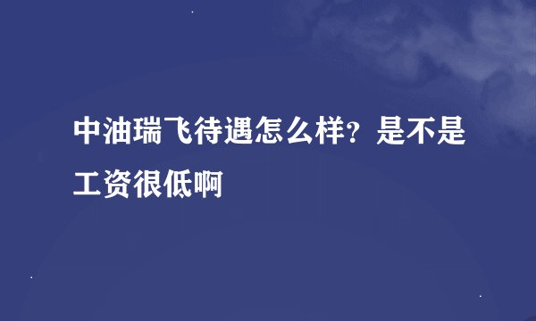 中油瑞飞待遇怎么样？是不是工资很低啊
