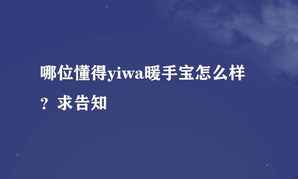 哪位懂得yiwa暖手宝怎么样?求告知