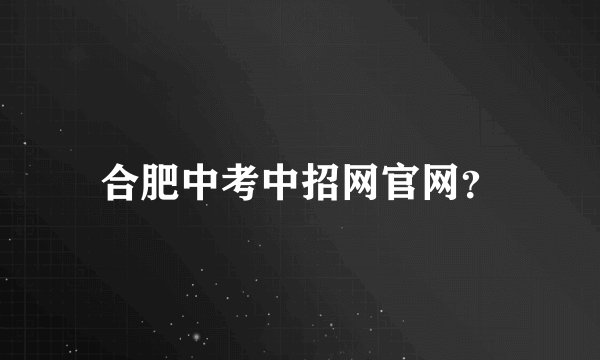 合肥中考中招网官网？