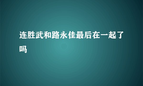 连胜武和路永佳最后在一起了吗