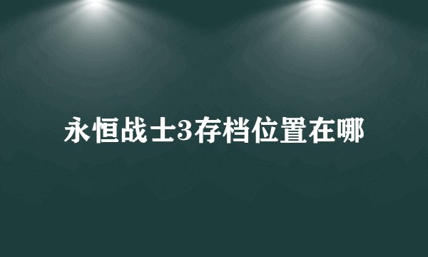 永恒战士3存档位置在哪