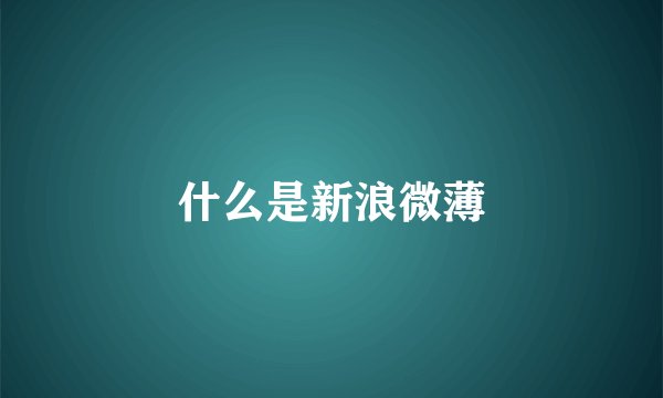 什么是新浪微薄
