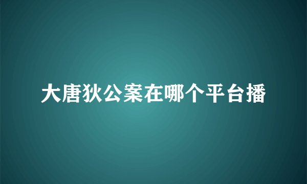 大唐狄公案在哪个平台播