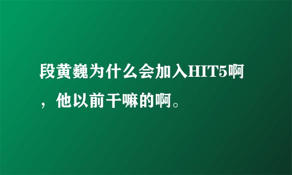 段黄巍为什么会加入HIT5啊，他以前干嘛的啊。