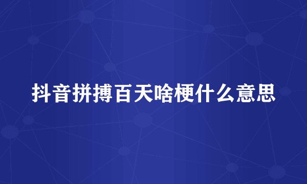 抖音拼搏百天啥梗什么意思