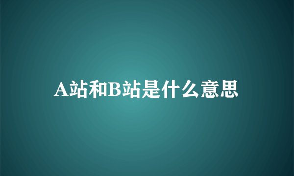 A站和B站是什么意思