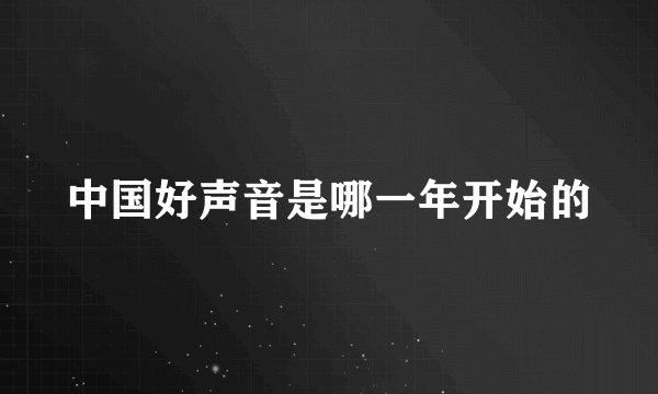 中国好声音是哪一年开始的