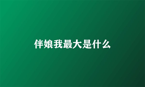 伴娘我最大是什么