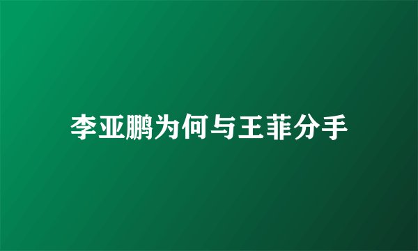 李亚鹏为何与王菲分手