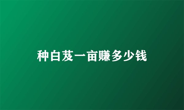 种白芨一亩赚多少钱