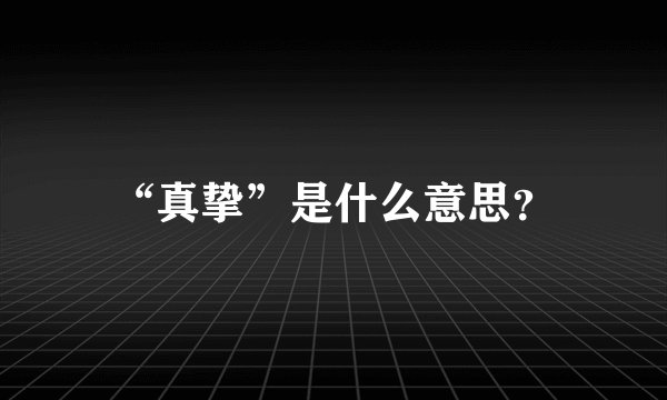“真挚”是什么意思？