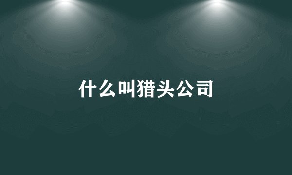 什么叫猎头公司