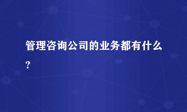 管理咨询公司的业务都有什么？