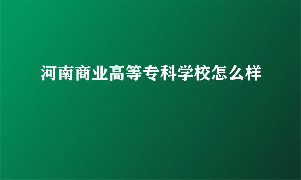 河南商业高等专科学校怎么样