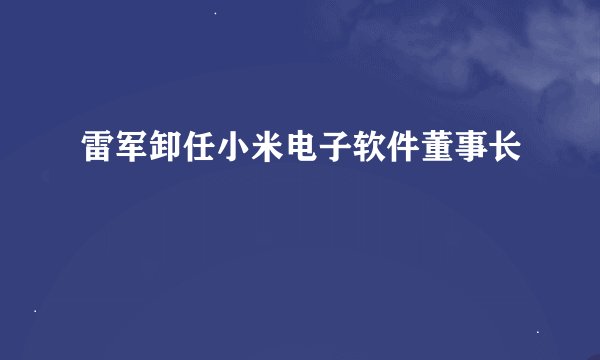 雷军卸任小米电子软件董事长