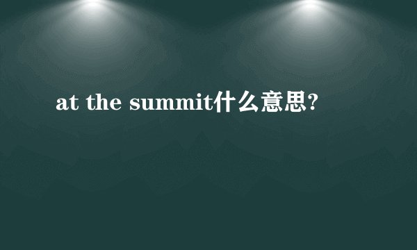 at the summit什么意思?