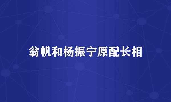 翁帆和杨振宁原配长相