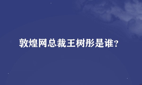 敦煌网总裁王树彤是谁？