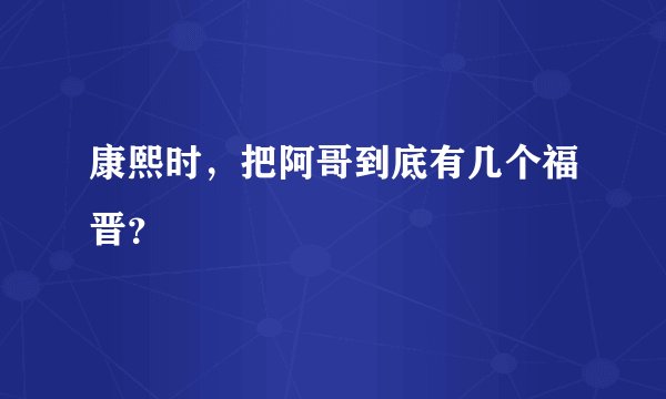 康熙时，把阿哥到底有几个福晋？
