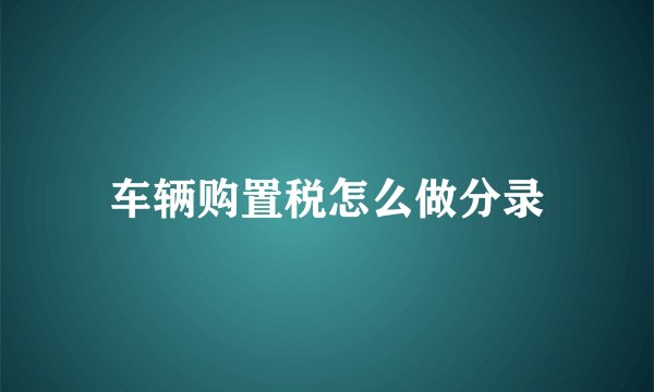 车辆购置税怎么做分录