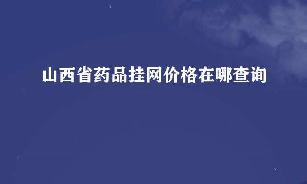 山西省药品挂网价格在哪查询