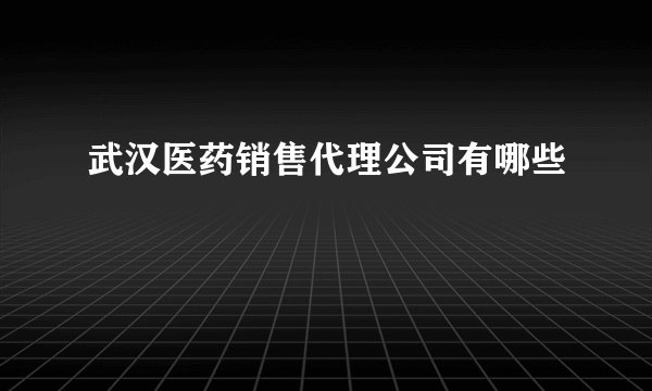 武汉医药销售代理公司有哪些