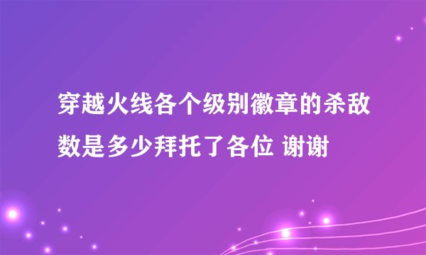 穿越火线各个级别徽章的杀敌数是多少拜托了各位 谢谢