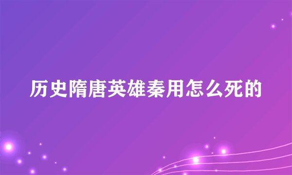 历史隋唐英雄秦用怎么死的