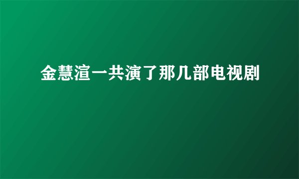 金慧渲一共演了那几部电视剧