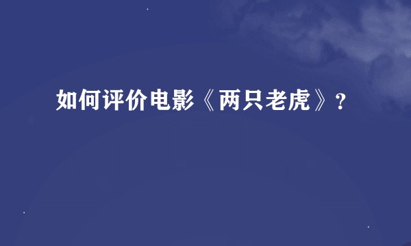 如何评价电影《两只老虎》？