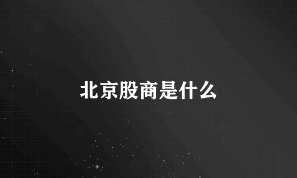 北京股商是什么