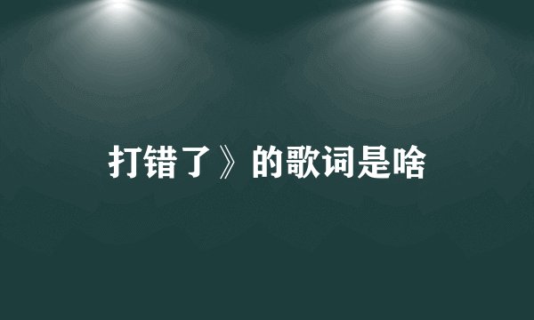打错了》的歌词是啥