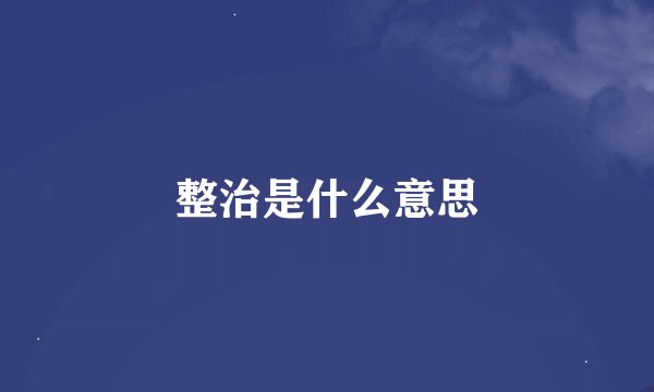 整治是什么意思