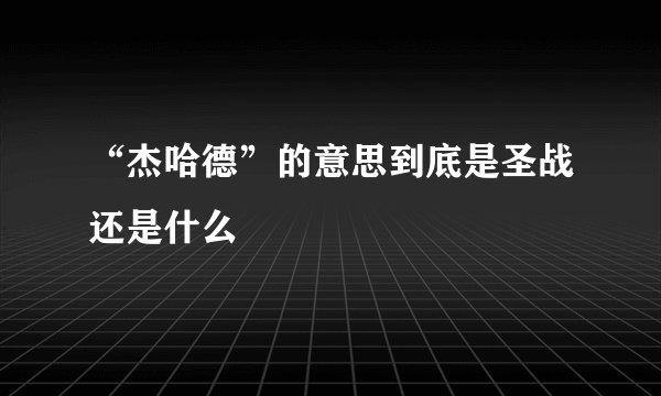 “杰哈德”的意思到底是圣战还是什么