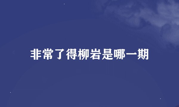 非常了得柳岩是哪一期