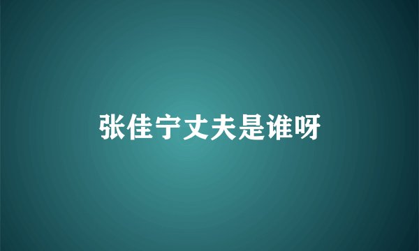张佳宁丈夫是谁呀