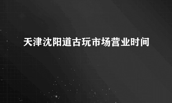 天津沈阳道古玩市场营业时间