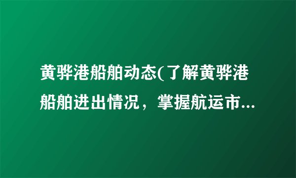 黄骅港船舶动态(了解黄骅港船舶进出情况，掌握航运市场动态)