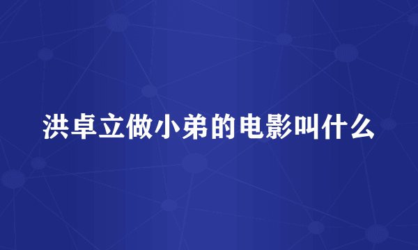 洪卓立做小弟的电影叫什么