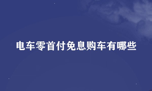 电车零首付免息购车有哪些