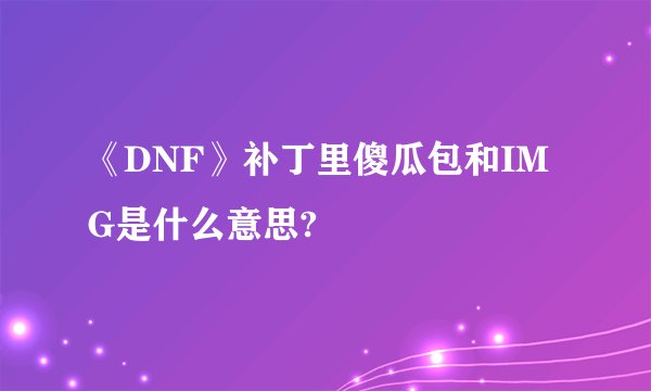 《DNF》补丁里傻瓜包和IMG是什么意思?