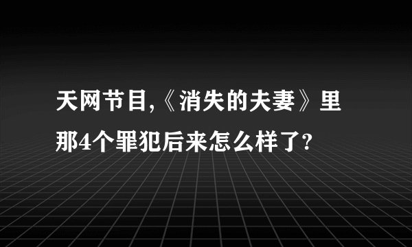 天网节目,《消失的夫妻》里那4个罪犯后来怎么样了?