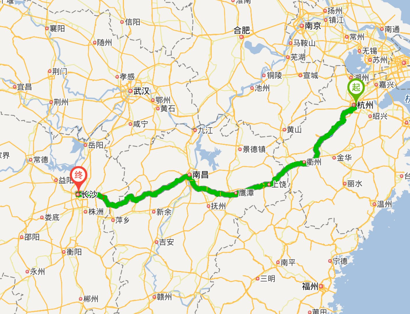 湖南到杭州多少公里