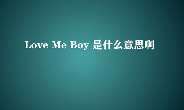 Love Me Boy 是什么意思啊