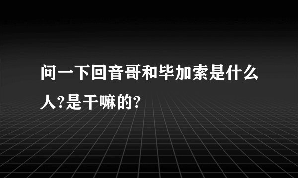 问一下回音哥和毕加索是什么人?是干嘛的?