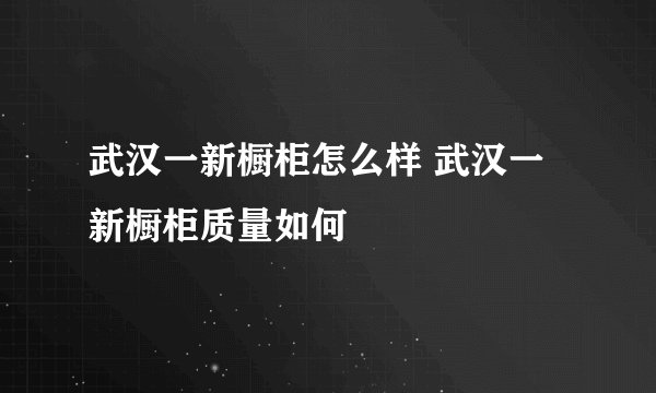 武汉一新橱柜怎么样 武汉一新橱柜质量如何