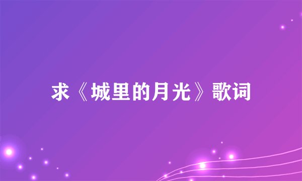 求《城里的月光》歌词