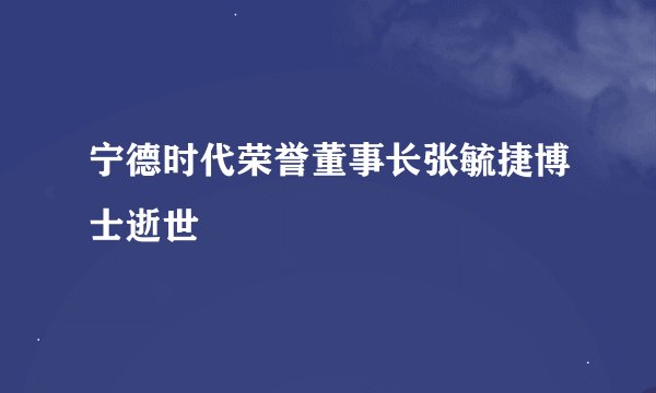 宁德时代荣誉董事长张毓捷博士逝世