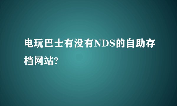 电玩巴士有没有NDS的自助存档网站?