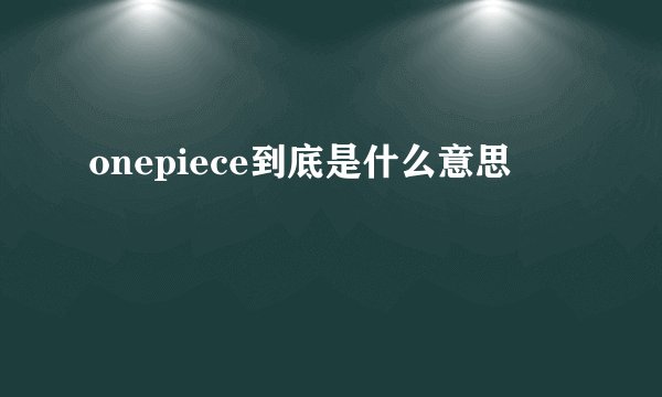 onepiece到底是什么意思